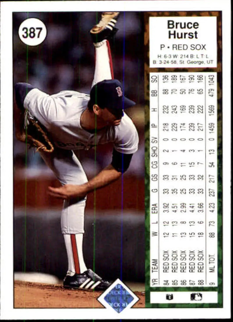 1989 Upper Deck #387 Bruce Hurst NM-MT Boston Red Sox Baseball Card - Baseball Card Single