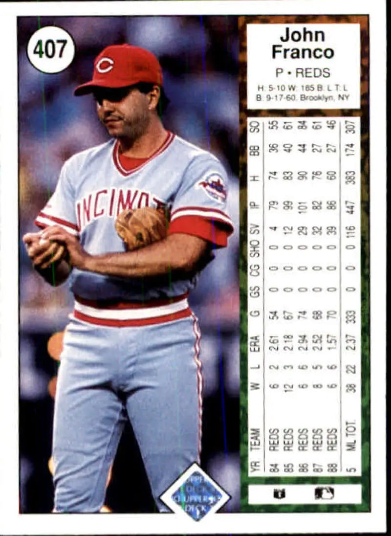 1989 Upper Deck #407 John Franco NM-MT Cincinnati Reds Baseball Card - Baseball Card Single