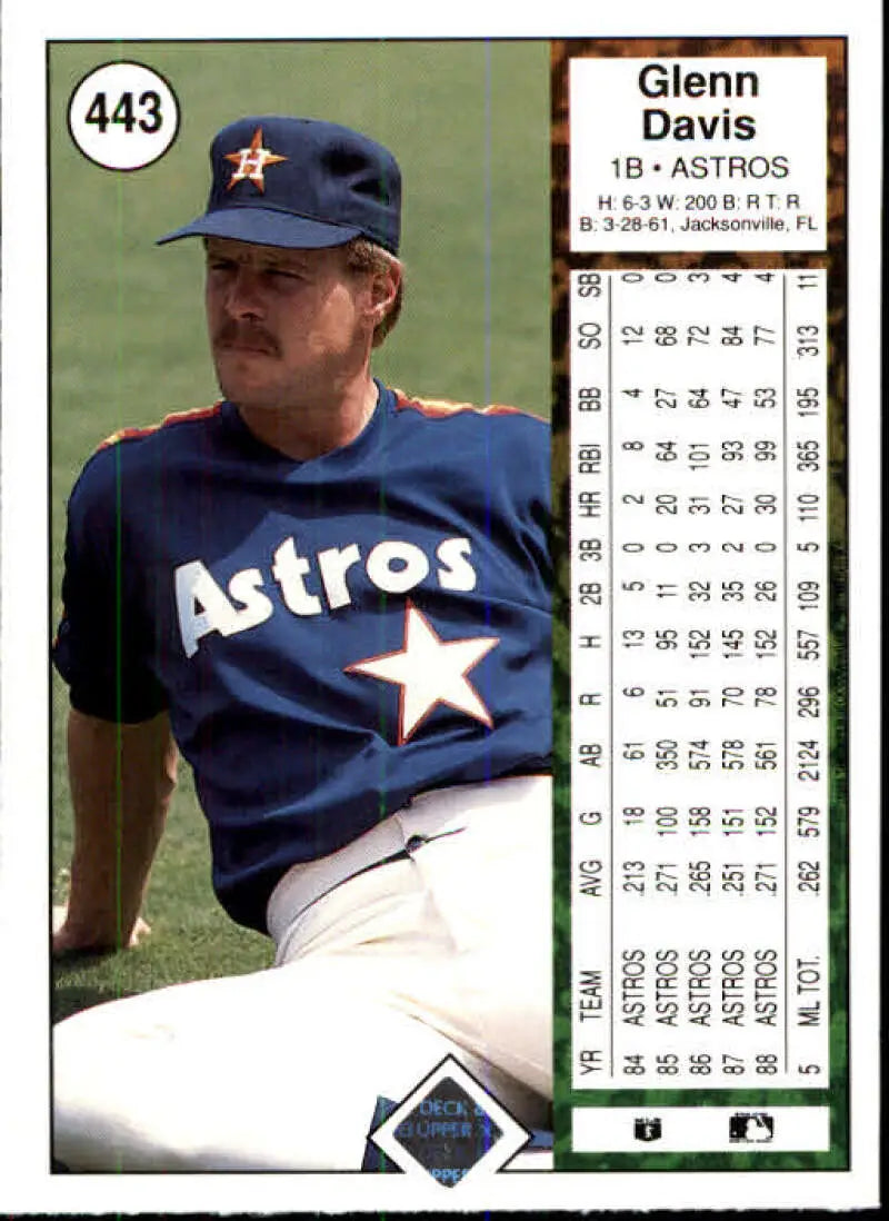 1989 Upper Deck #443 Glenn Davis NM-MT Houston Astros Baseball Card - Baseball Card Single