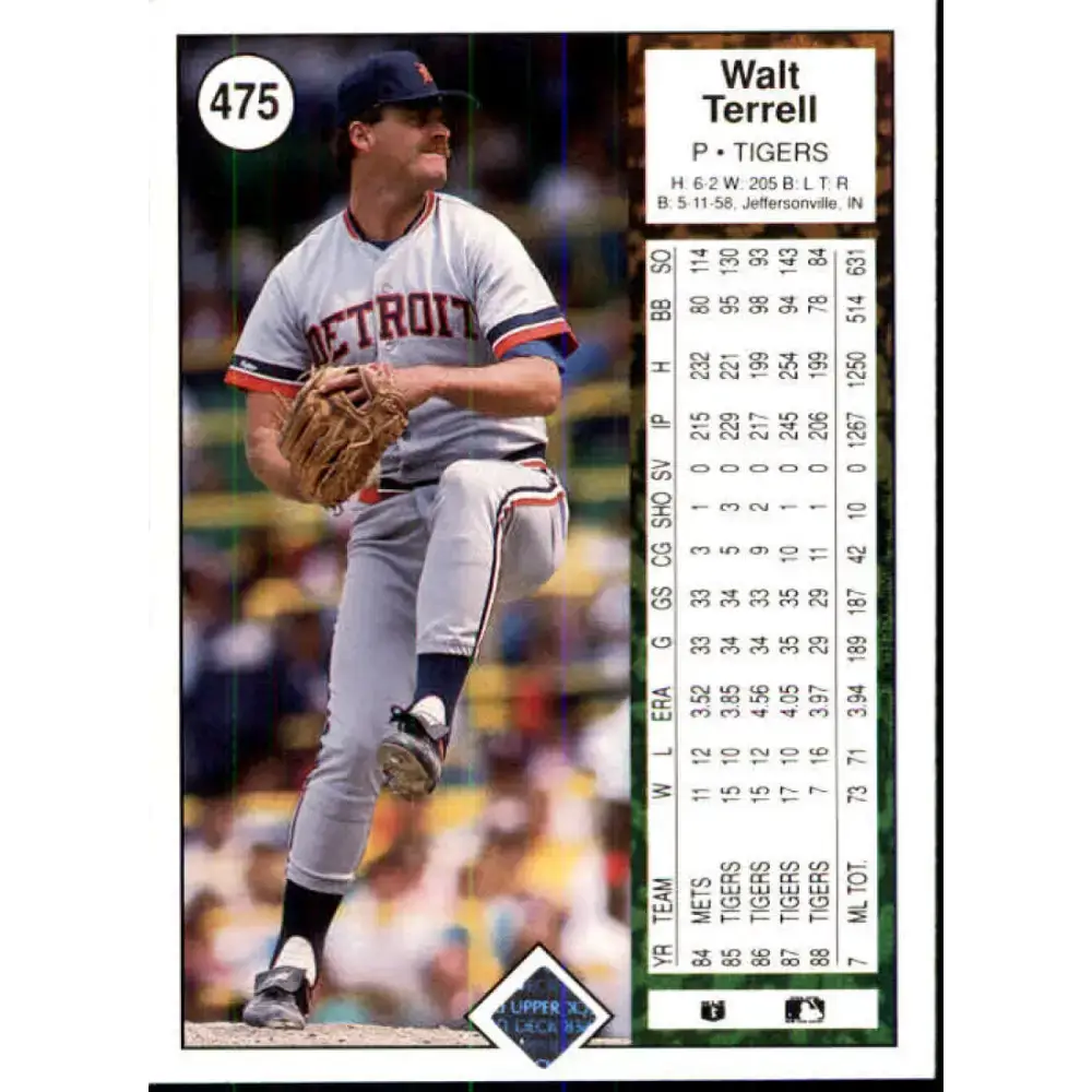 1989 Upper Deck #475 Walt Terrell NM-MT Detroit Tigers Baseball Card - Baseball Card Single