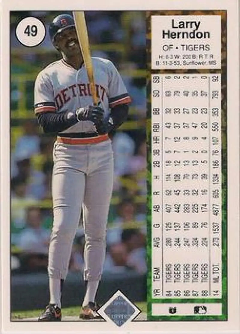 1989 Upper Deck #49 Larry Herndon NM-MT Detroit Tigers Baseball Card - Baseball Card Single