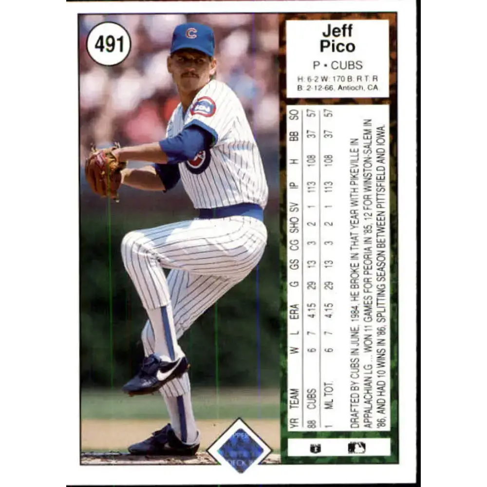 1989 Upper Deck #491 Jeff Pico NM-MT Chicago Cubs Baseball Card - Baseball Card Single