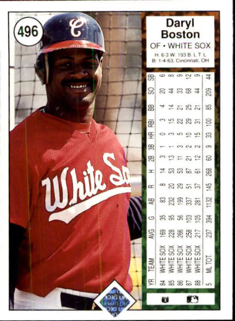 1989 Upper Deck #496 Daryl Boston NM-MT Chicago White Sox Baseball Card - Baseball Card Single