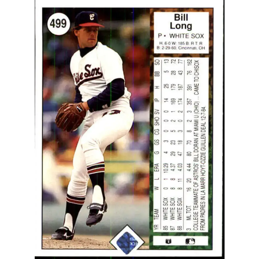 1989 Upper Deck #499 Bill Long UER NM-MT Chicago White Sox Baseball Card - Baseball Card Single