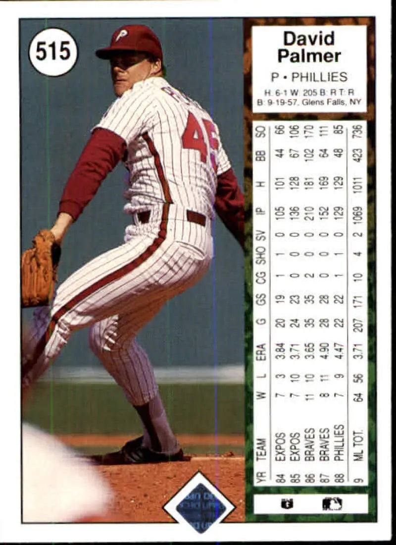 1989 Upper Deck #515 David Palmer NM-MT Philadelphia Phillies Baseball Card - Baseball Card Single