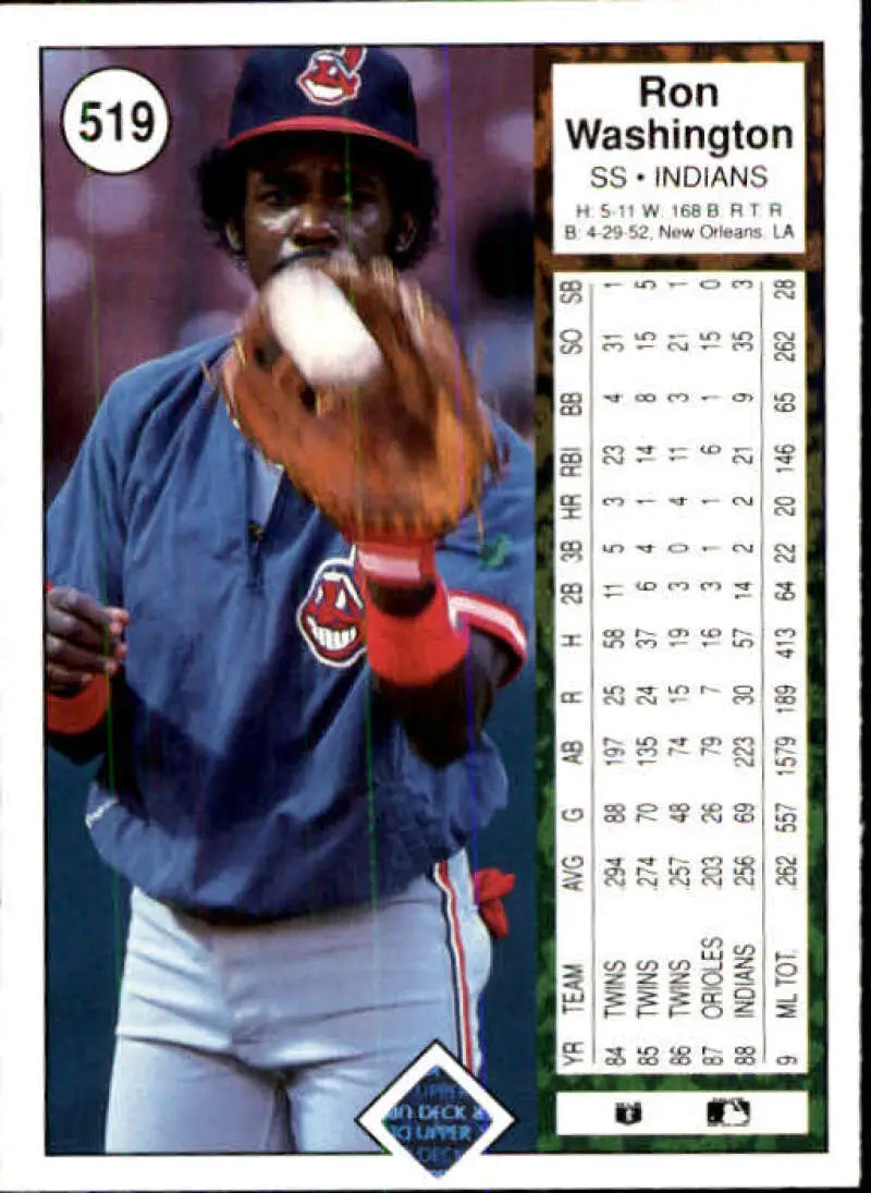 1989 Upper Deck #519 Ron Washington NM-MT Cleveland Indians Baseball Card - Baseball Card Single