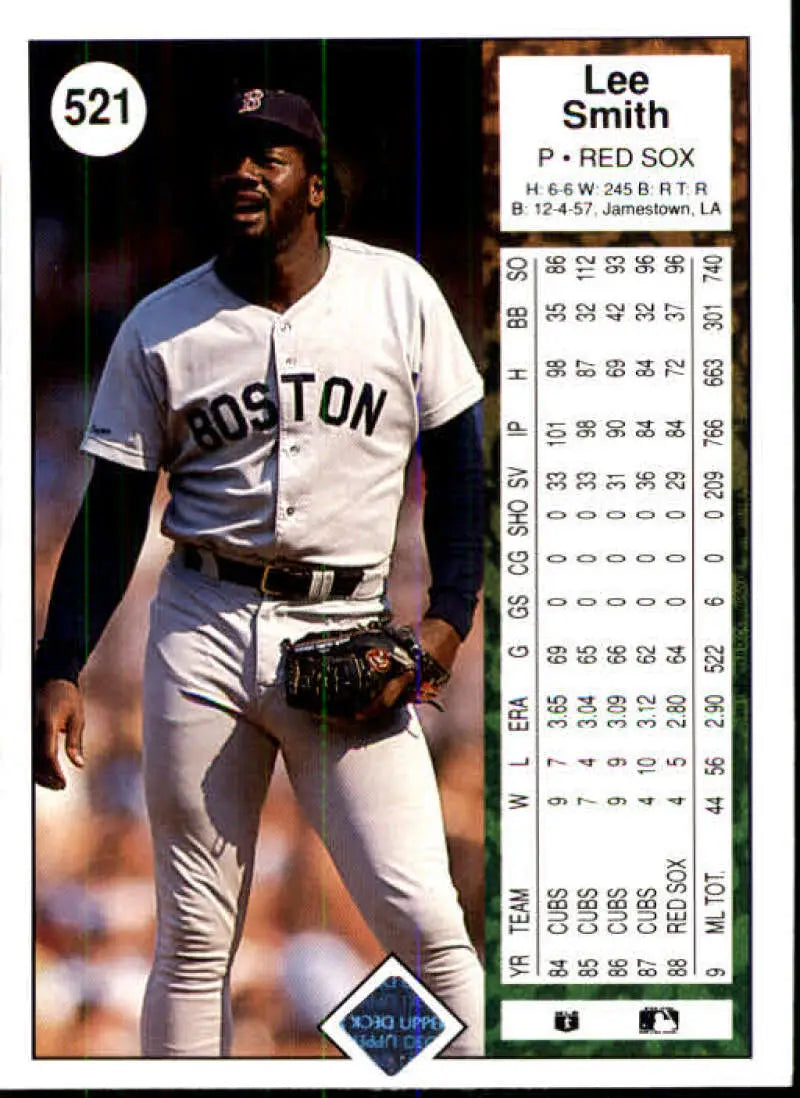 1989 Upper Deck #521 Lee Smith NM-MT Boston Red Sox Baseball Card - Baseball Card Single
