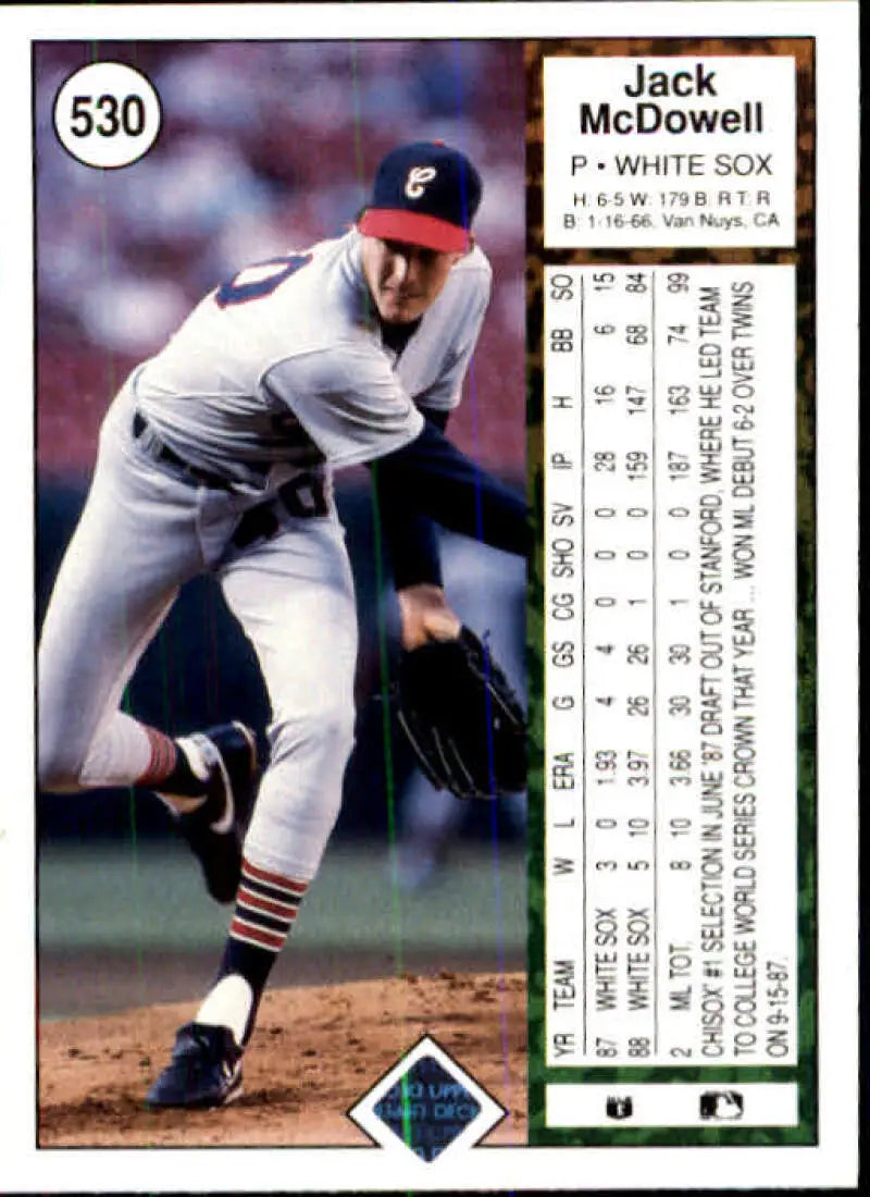 1989 Upper Deck #530 Jack McDowell NM-MT Chicago White Sox Baseball Card - Baseball Card Single