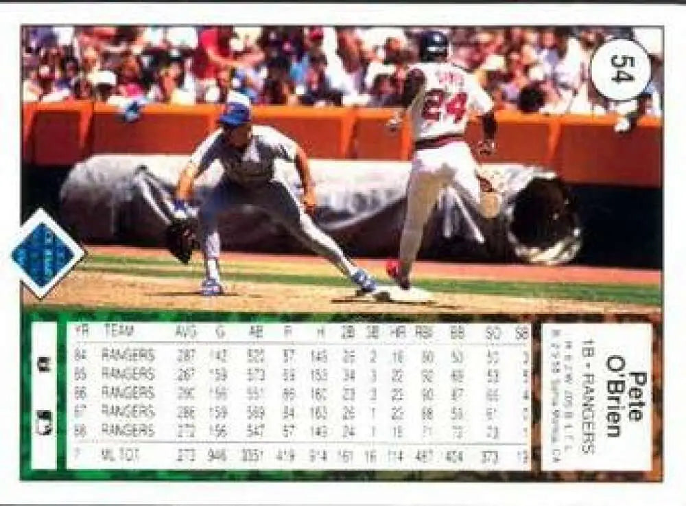1989 Upper Deck #54 Pete O’Brien NM-MT Texas Rangers Baseball Card - Baseball Card Single