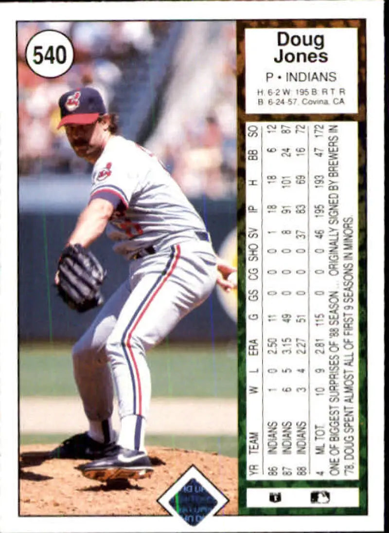 1989 Upper Deck #540 Doug Jones NM-MT Cleveland Indians Baseball Card - Baseball Card Single