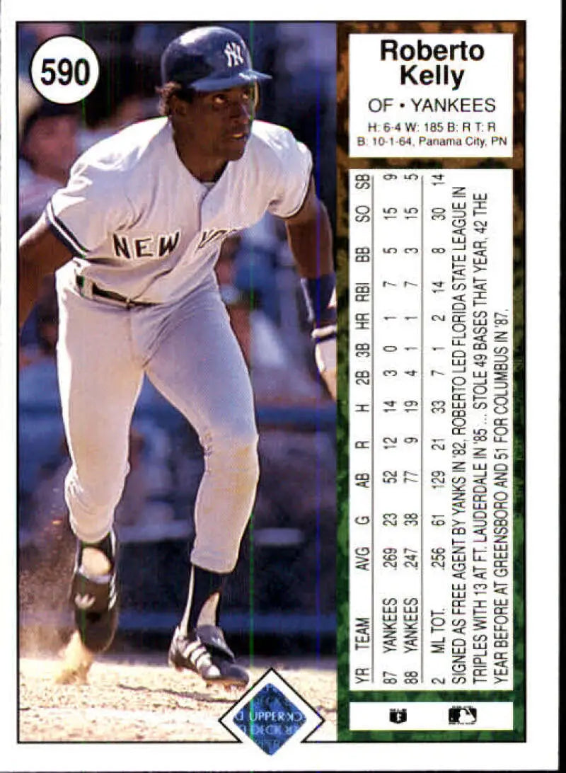 1989 Upper Deck #590 Roberto Kelly NM-MT New York Yankees Baseball Card - Baseball Card Single