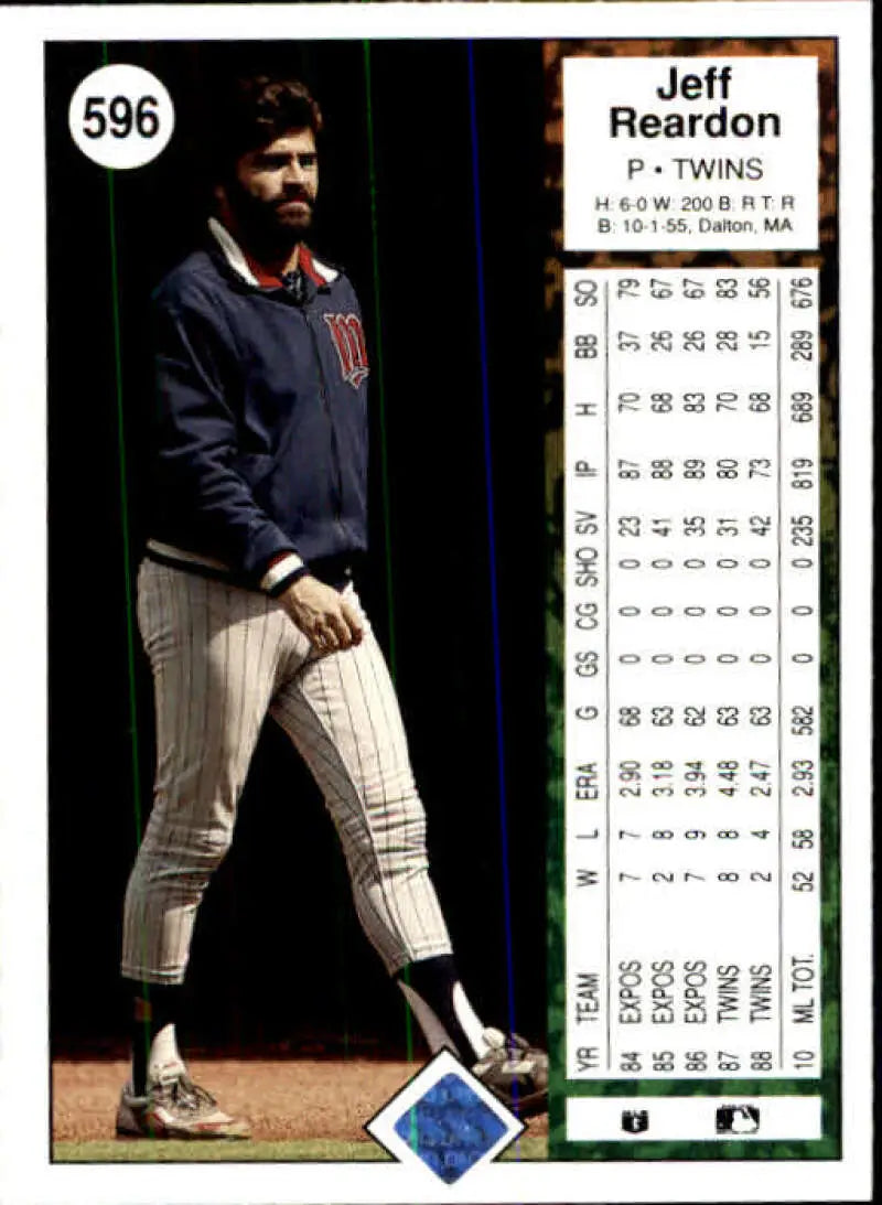 1989 Upper Deck #596 Jeff Reardon NM-MT Minnesota Twins Baseball Card - Baseball Card Single