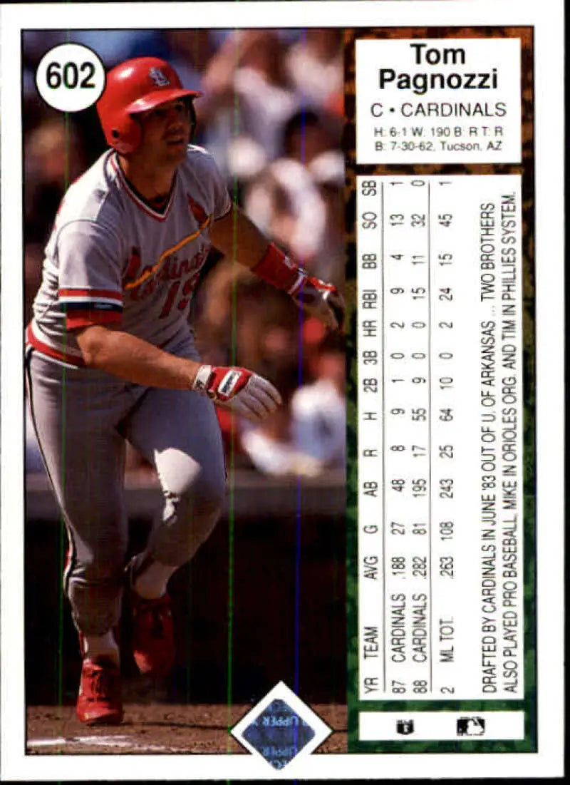 1989 Upper Deck #602 Tom Pagnozzi NM-MT St. Louis Cardinals Baseball Card - Baseball Card Single