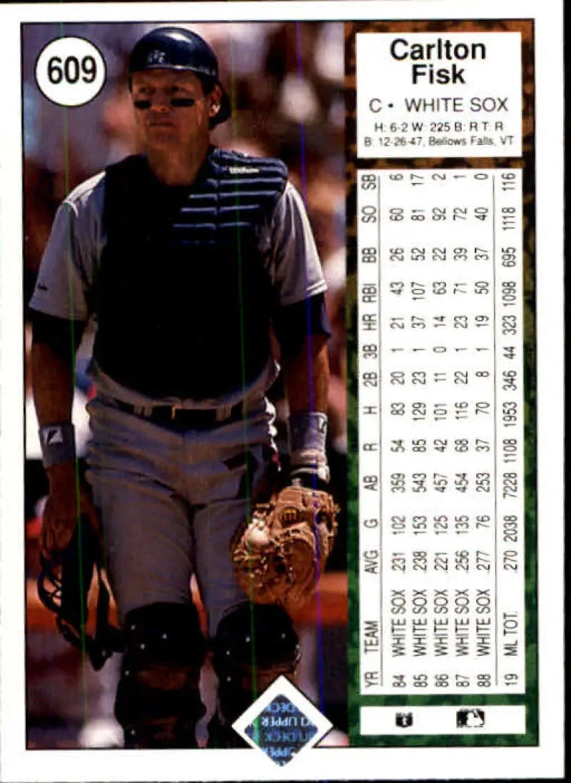 1989 Upper Deck #609 Carlton Fisk NM-MT Chicago White Sox Baseball Card - Baseball Card Single