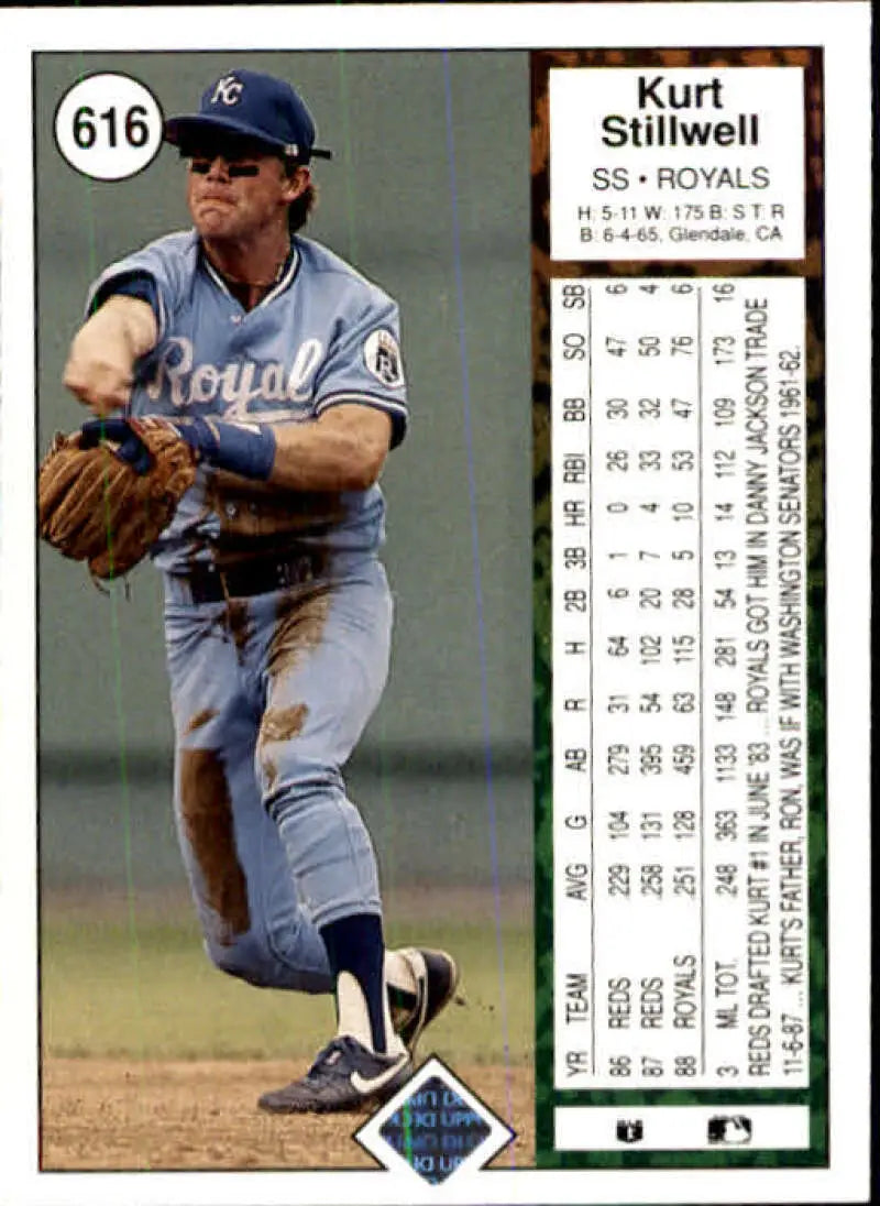 1989 Upper Deck #616 Kurt Stillwell NM-MT Kansas City Royals Baseball Card - Baseball Card Single