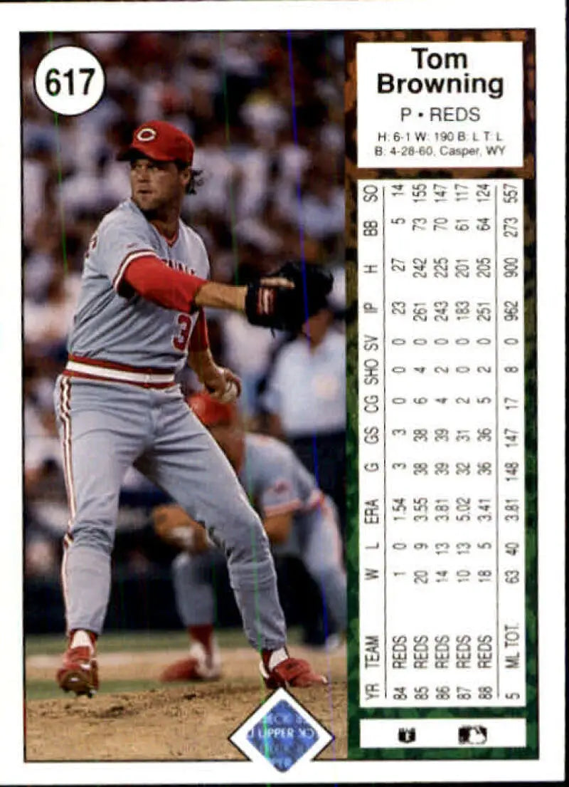 1989 Upper Deck #617 Tom Browning NM-MT Cincinnati Reds Baseball Card - Baseball Card Single
