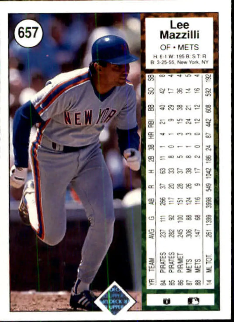 1989 Upper Deck #657 Lee Mazzilli NM-MT New York Mets Baseball Card - Baseball Card Single