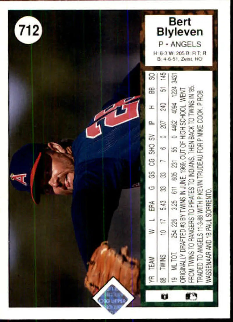 1989 Upper Deck #712 Bert Blyleven NM-MT California Angels Baseball Card - Baseball Card Single