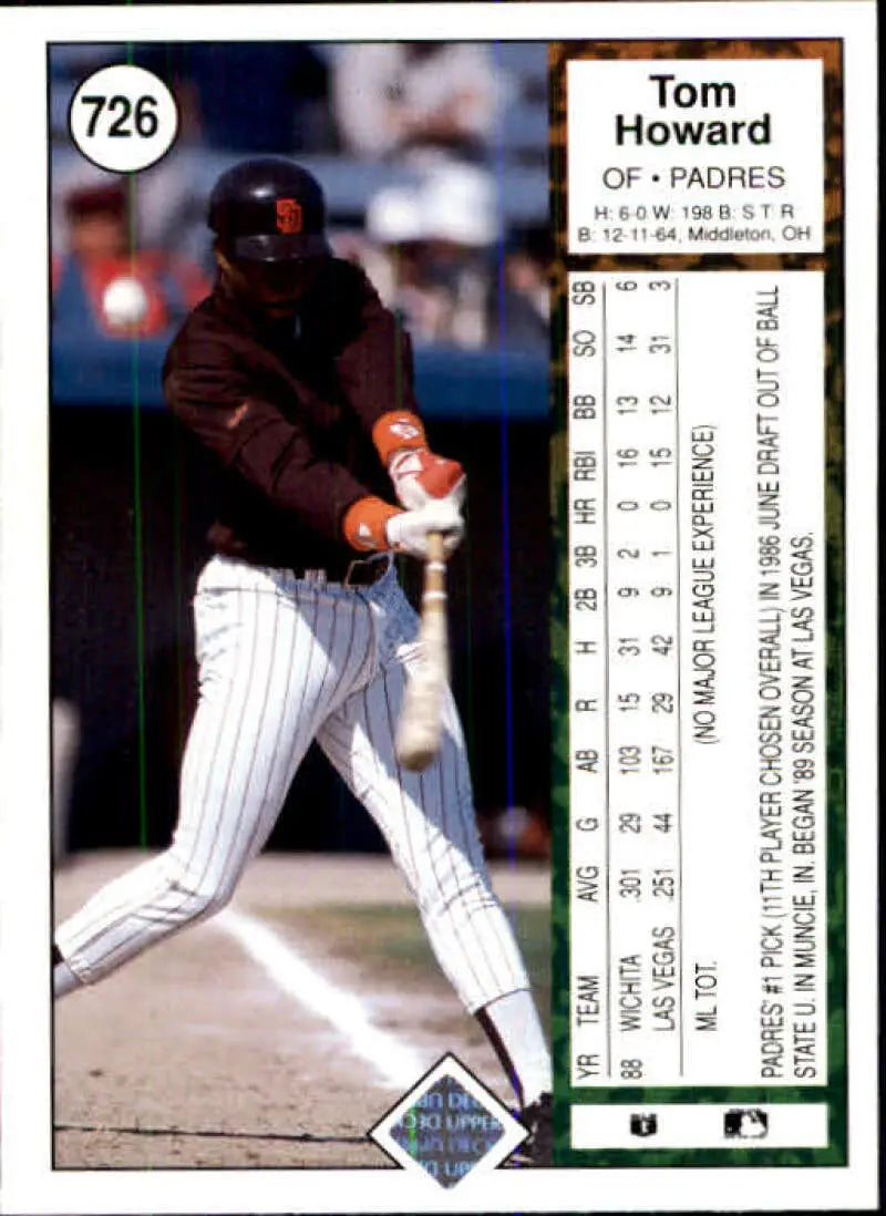 1989 Upper Deck #726 Thomas Howard NM-MT RC Rookie San Diego Padres Baseball Card - Baseball Card Single