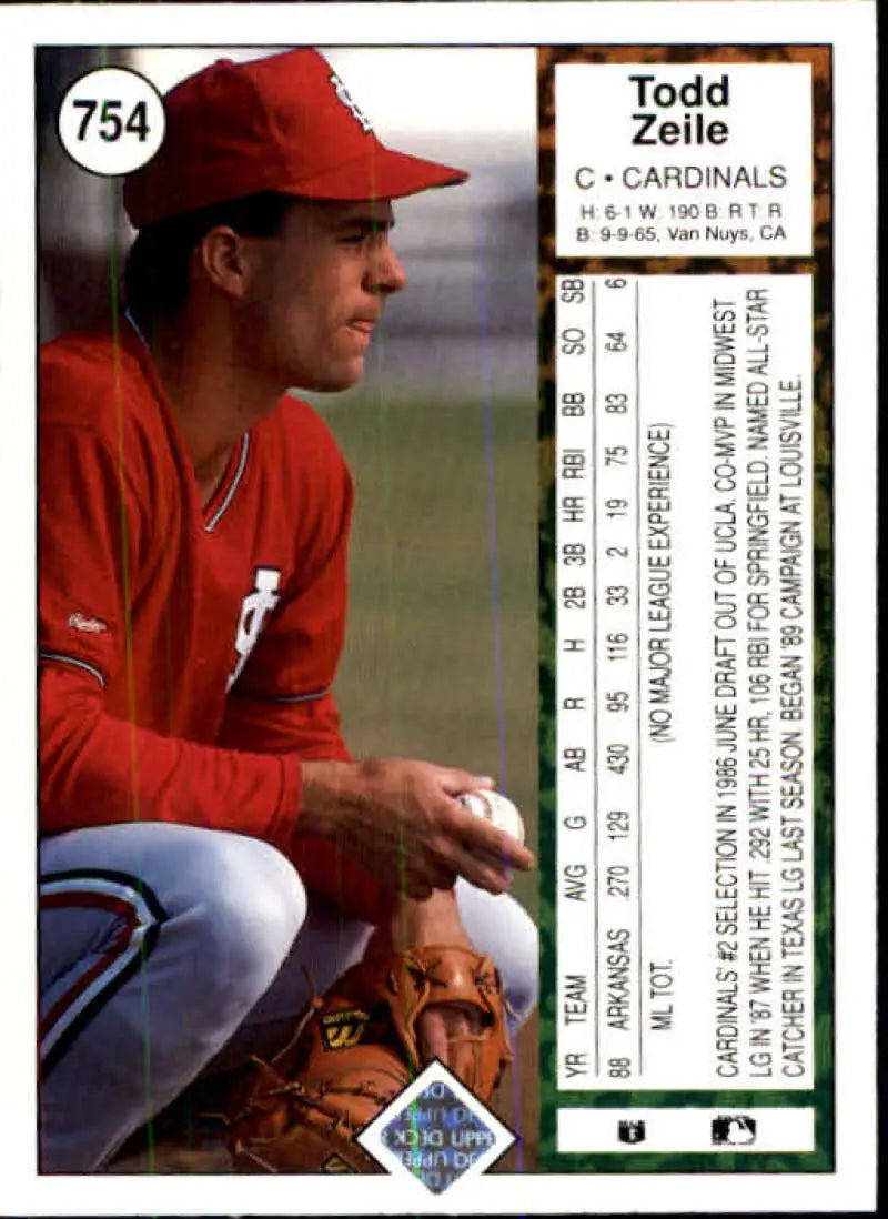 1989 Upper Deck #754 Todd Zeile NM-MT RC Rookie St. Louis Cardinals Baseball Card - Baseball Card Single