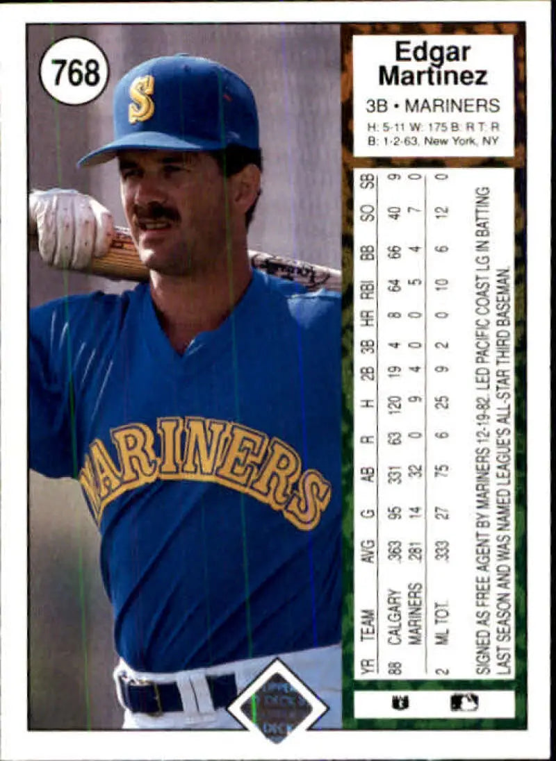 1989 Upper Deck #768 Edgar Martinez NM-MT Seattle Mariners Baseball Card - Baseball Card Single