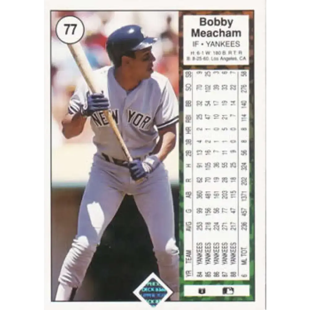 1989 Upper Deck #77 Bobby Meacham NM-MT New York Yankees Baseball Card - Baseball Card Single
