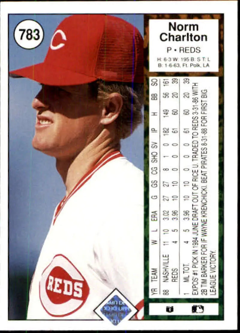 1989 Upper Deck #783 Norm Charlton NM-MT RC Rookie Cincinnati Reds Baseball Card - Baseball Card Single