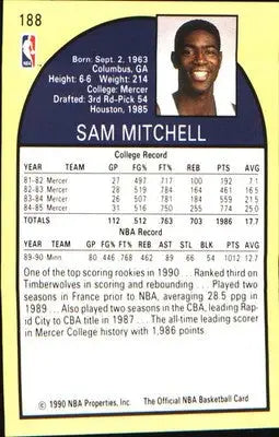 1990-91 Hoops #188 Sam Mitchell Rookie RC - Basketball Card Single