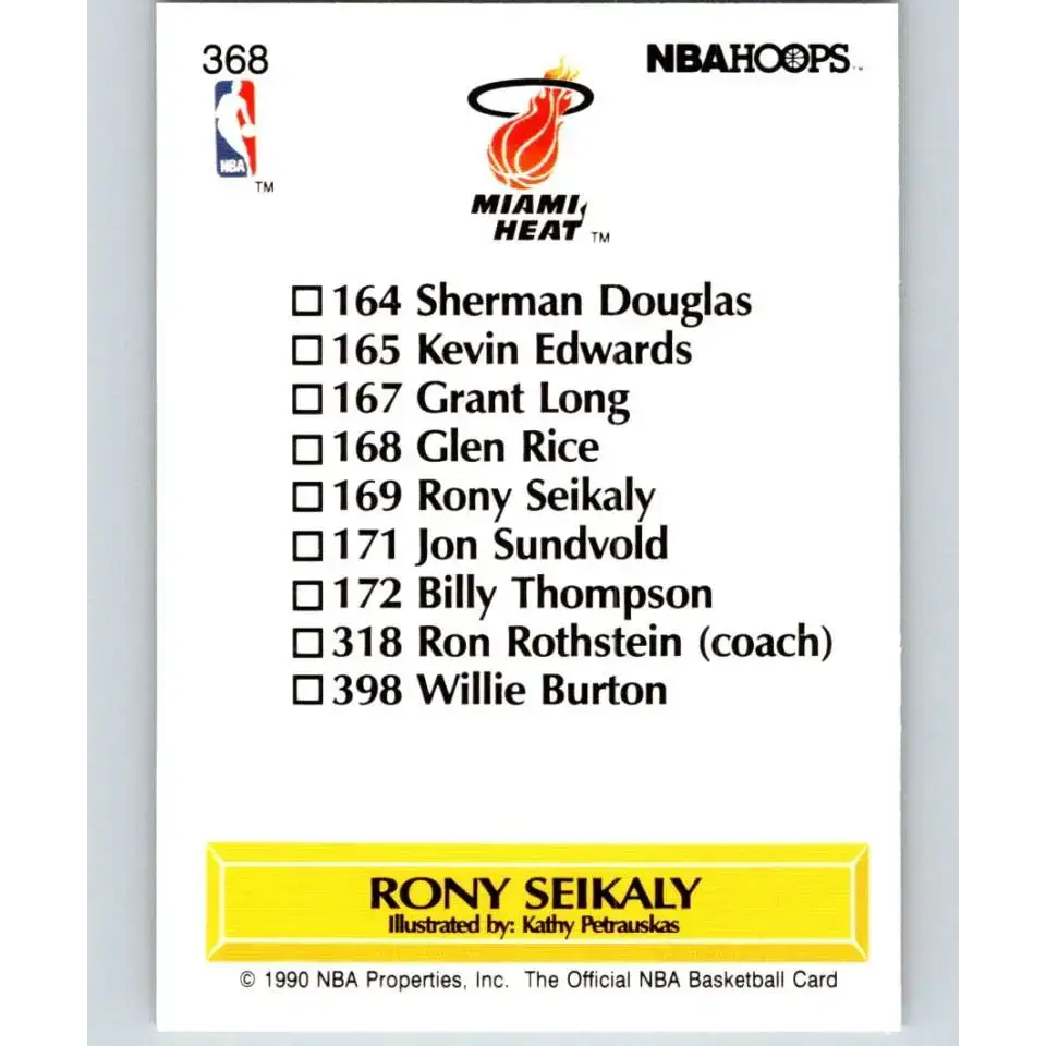1990-91 Hoops #368 Rony Seikaly TC NM-MT Miami Heat Basketball Card - Basketball Card Single