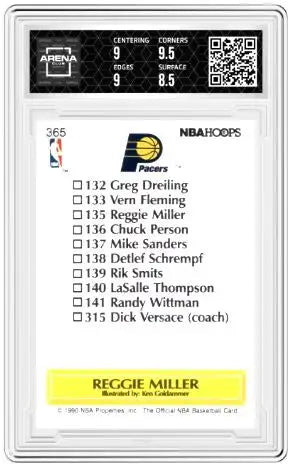 1990-91 NBA Hoops Reggie Miller #365 Basketball Arena Club 9 - Basketball Card Single