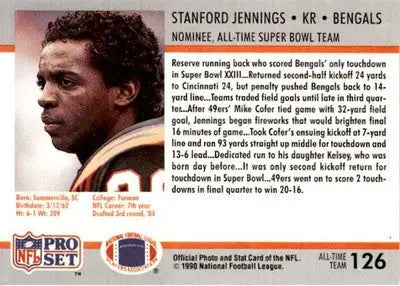 1990-91 Pro Set Super Bowl XXV Silver Anniversary #126 Stanford Jennings - Football Card Single