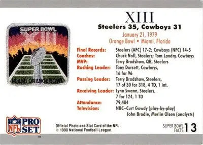 1990-91 Pro Set Super Bowl XXV Silver Anniversary #13 SB XIII Ticket SBXIII - Football Card Single