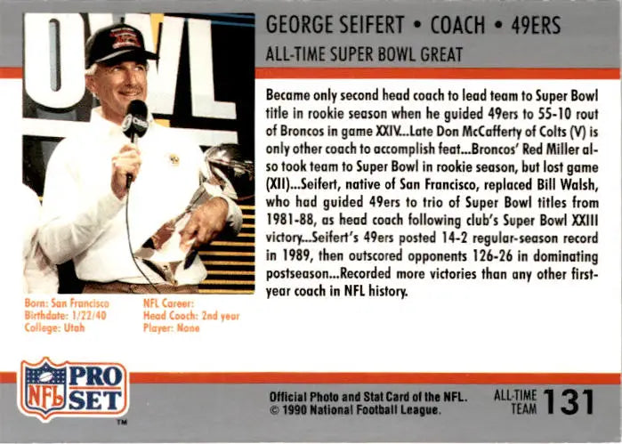 1990-91 Pro Set Super Bowl XXV Silver Anniversary #131 George Seifert - Football Card Single