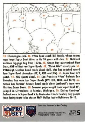 1990-91 Pro Set Super Bowl XXV Silver Anniversary #5 SB XXV Puzzle 5 - Football Card Single
