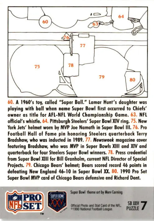 1990-91 Pro Set Super Bowl XXV Silver Anniversary #7 SB XXV Puzzle 7 - Football Card Single
