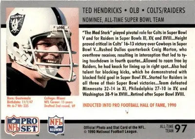 1990-91 Pro Set Super Bowl XXV Silver Anniversary #97 Ted Hendricks - Football Card Single