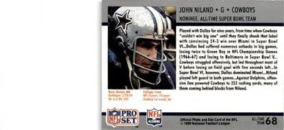 1990-91 Pro Set Super Bowl XXV Silver Anniversary Commemorative #68 John Niland - Football Card Single