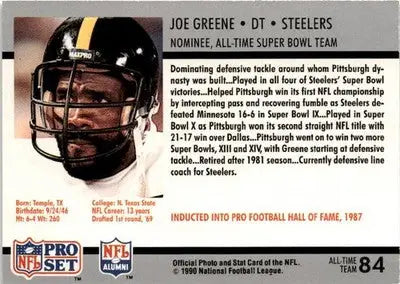1990-91 Pro Set Super Bowl XXV Silver Anniversary Commemorative #84 Joe Greene - Football Card Single