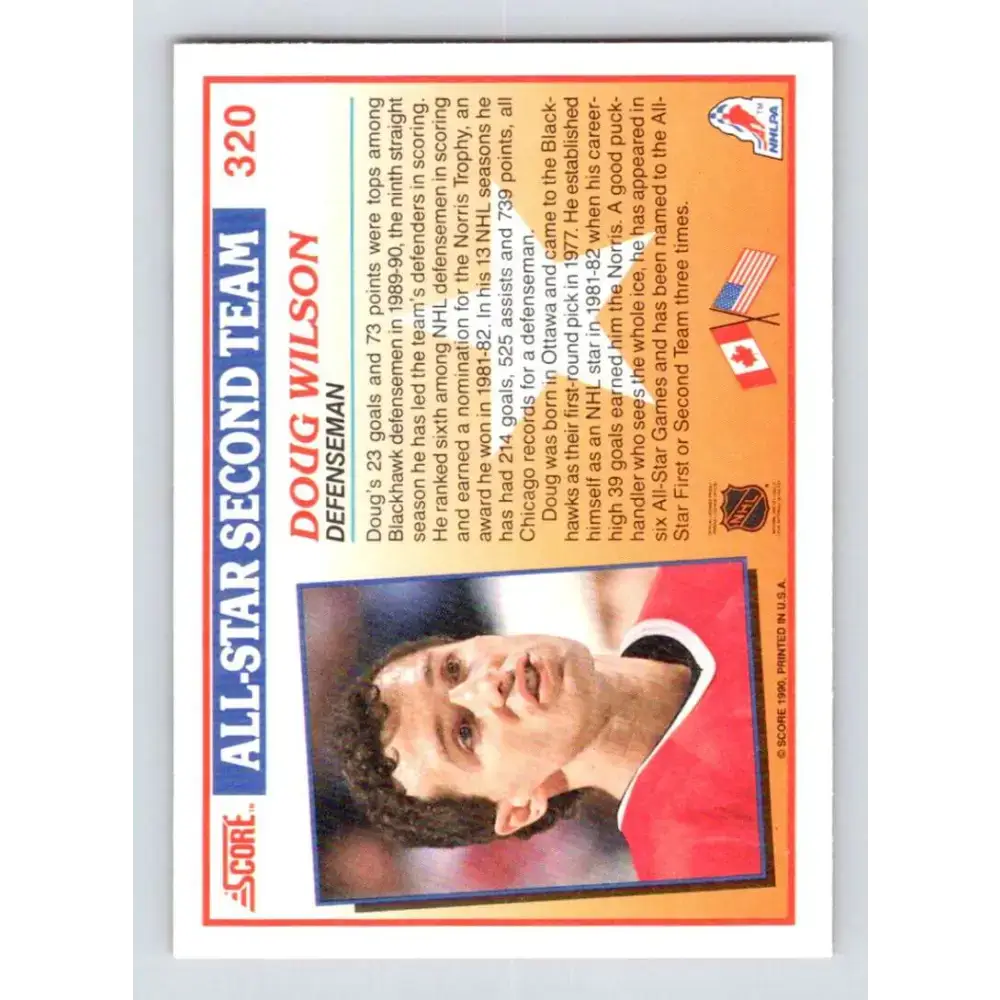 1990-91 Score #320 Doug Wilson NM-MT Chicago Blackhawks Hockey Card - Hockey Card Single