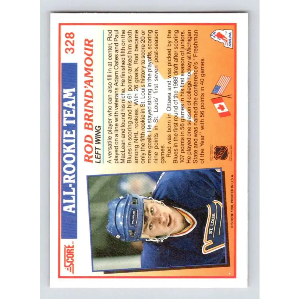 1990-91 Score #328 Rod Brind’Amour NM-MT St. Louis Blues Hockey Card - Hockey Card Single