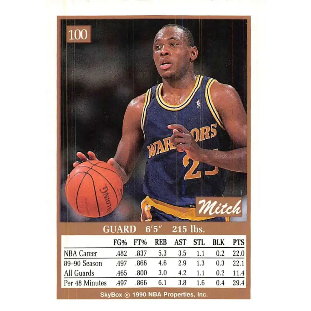 1990-91 SkyBox #100 Mitch Richmond EX Excellent Golden State Warriors Basketball Card - Basketball Card Single