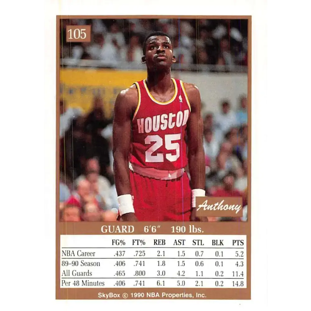 1990-91 SkyBox #105 Anthony Bowie EX Excellent RC Rookie SP Houston Rockets Basketball Card
