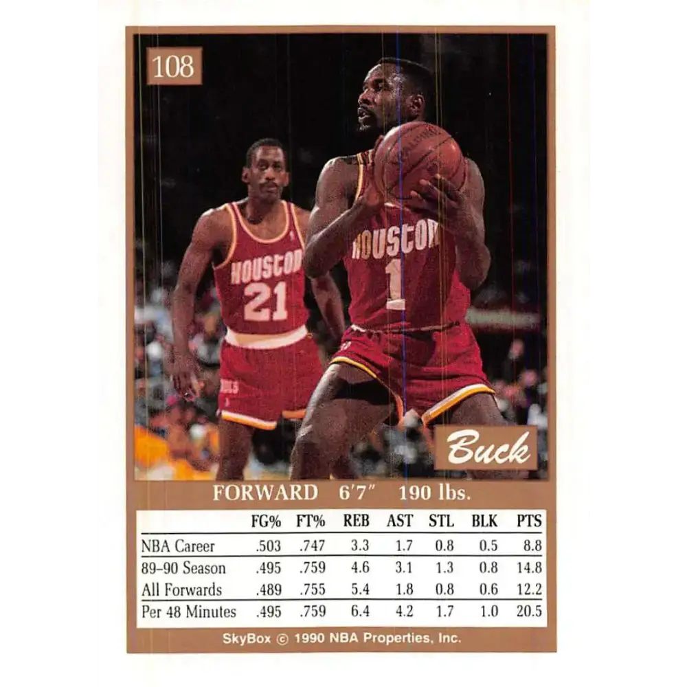 1990-91 SkyBox #108 Buck Johnson EX Excellent Houston Rockets Basketball Card