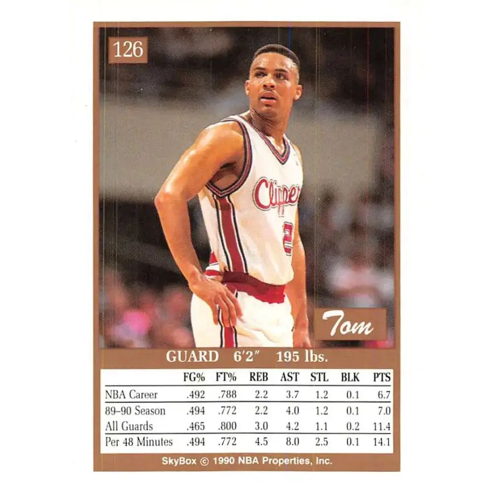 1990-91 SkyBox #126 Tom Garrick EX Excellent Los Angeles Clippers Basketball Card - Basketball Card Single