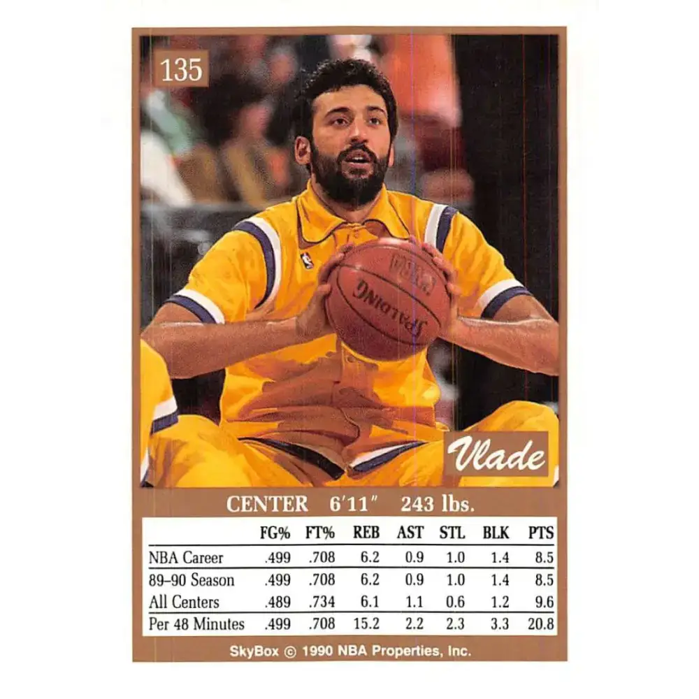 1990-91 SkyBox #135 Vlade Divac EX Excellent RC Rookie Los Angeles Lakers Basketball Card - Basketball Card Single
