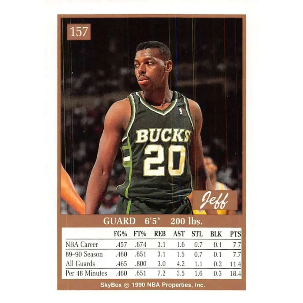 1990-91 SkyBox #157 Jeff Grayer EX Excellent RC Rookie Milwaukee Bucks Basketball Card - Basketball Card Single