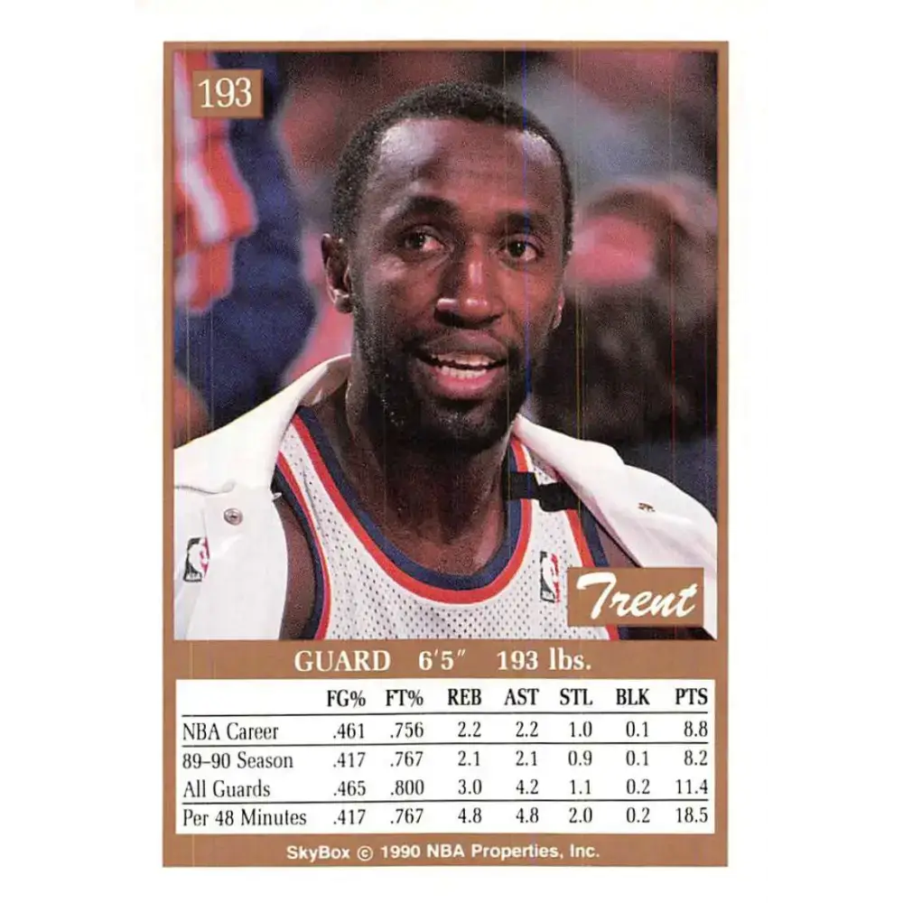 1990-91 SkyBox #193 Trent Tucker EX Excellent New York Knicks Basketball Card - Basketball Card Single
