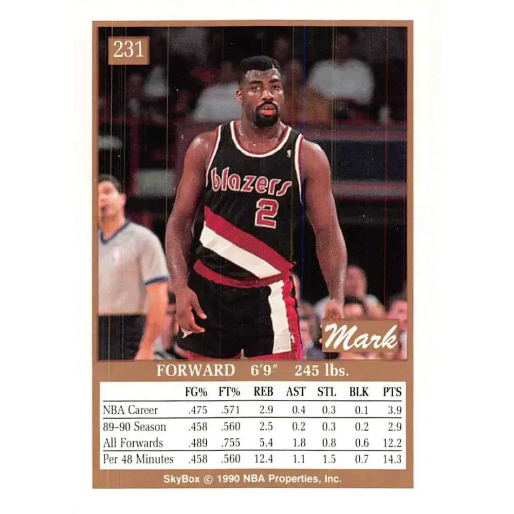 1990-91 SkyBox #231 Mark Bryant EX Excellent Portland Trail Blazers Basketball Card - Basketball Card Single