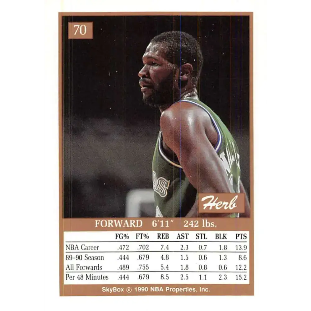 1990-91 SkyBox #70 Herb Williams EX Excellent Dallas Mavericks Basketball Card - Basketball Card Single