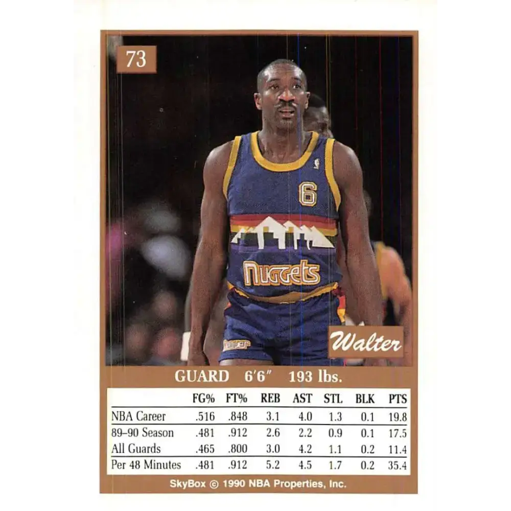 1990-91 SkyBox #73 Walter Davis EX Excellent Denver Nuggets Basketball Card - Basketball Card Single